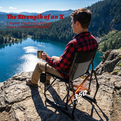 Outdoor Folding Rocking Portable Lounge Chair w/Mesh Back, Waterproof