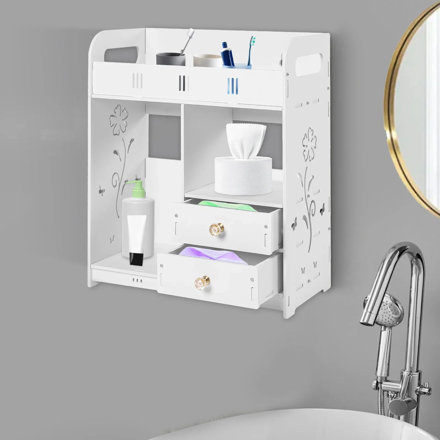 Bathroom Wall Mounted Wall Cabinet with 2 Drawers