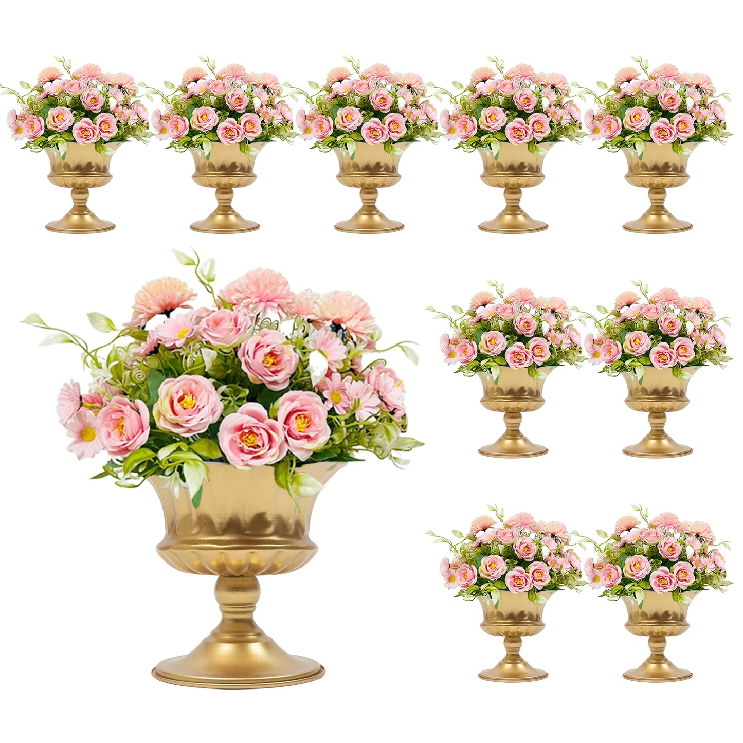 10 Pcs Gold Wedding Froral Vases Flower Holder Pot Planter for Tables