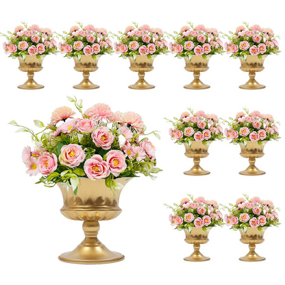 10 Pcs Gold Wedding Froral Vases Flower Holder Pot Planter for Tables
