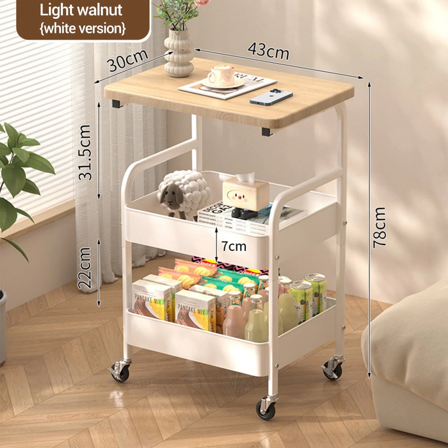 3-Tier Rolling Utility Organizer for Kitchen, Bathroom
