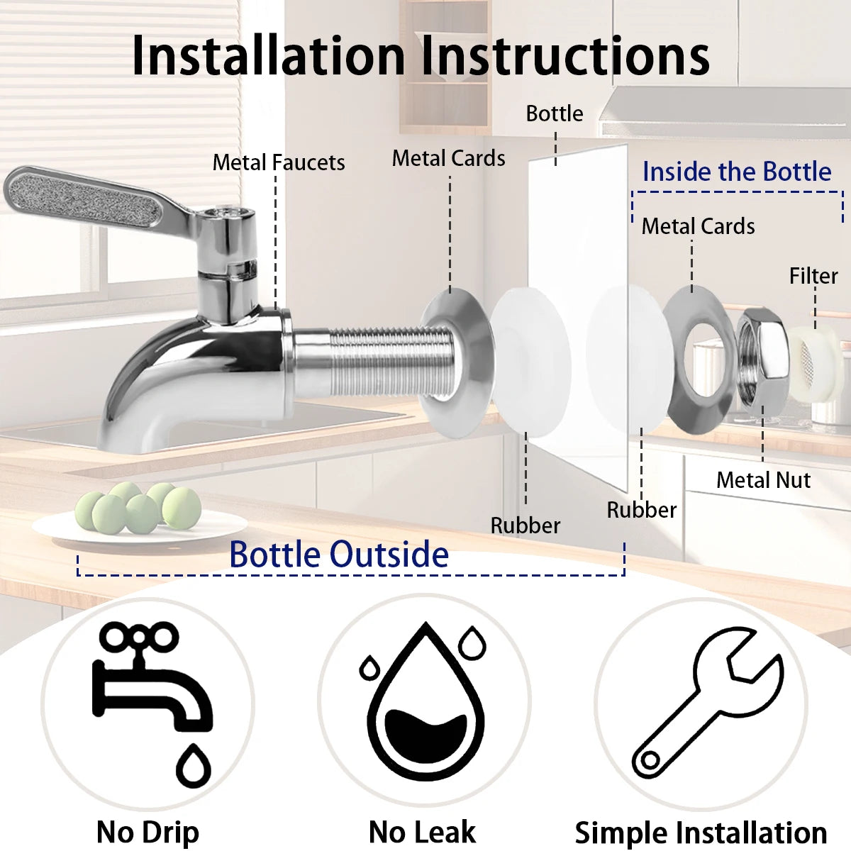 2pk 1gl Drink Dispenser, Glass w/Stand, Stainless Steel Faucet