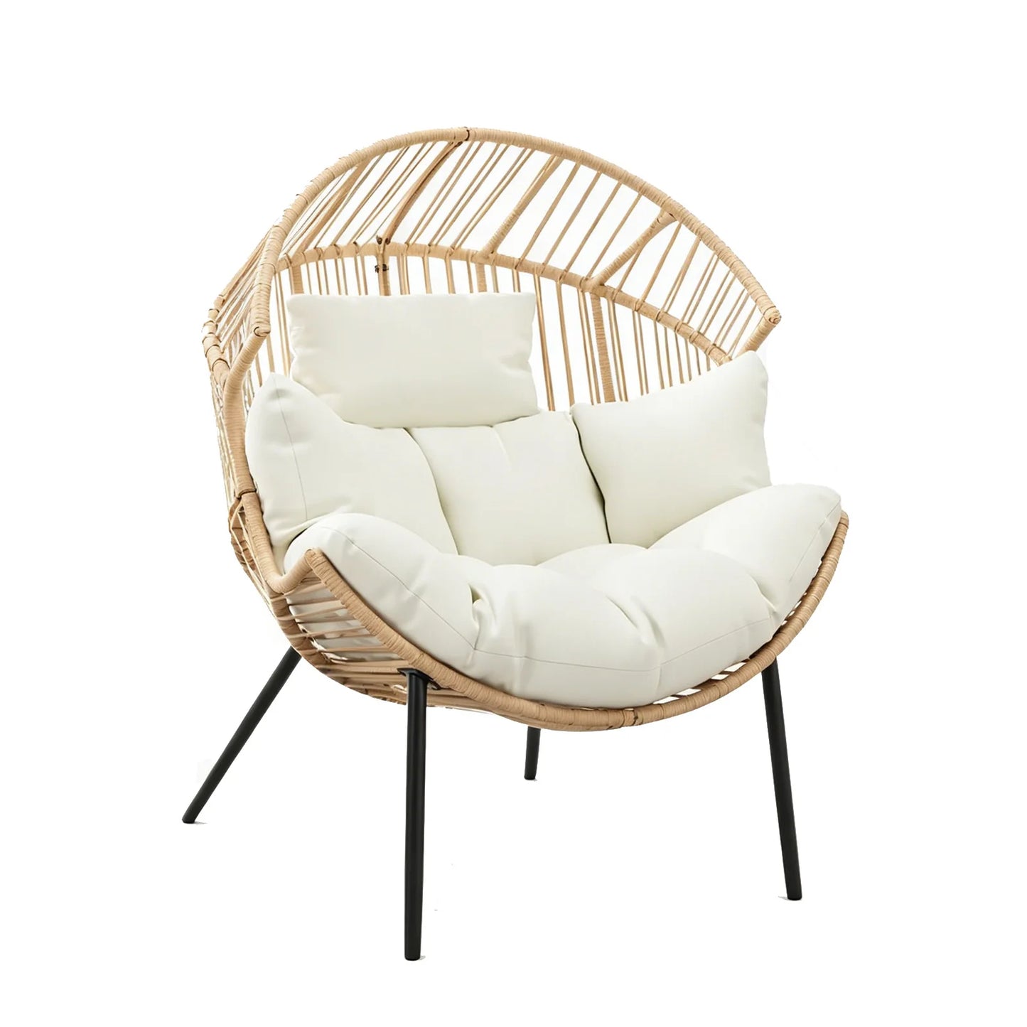 Oversized Ergonomic Papasan Wicker Egg Lounge Chair, Cushions
