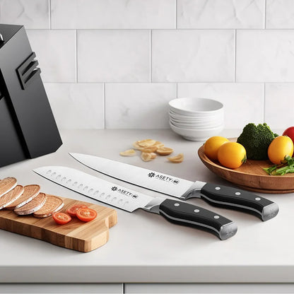 15 PCS Kitchen Knife Set, Built-in Knife Sharpener