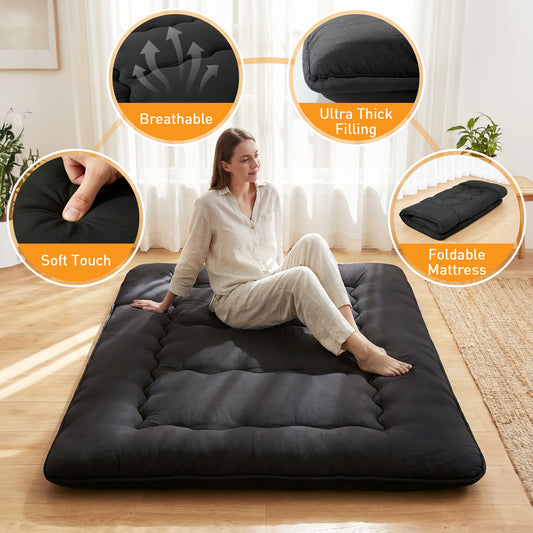 4" Portable Soft Floor Mattress w/Removable Washable Cover