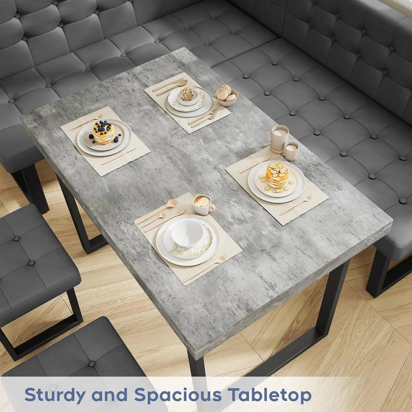 5pc Modern Corner Dining Table Set, 72" Breakfast Nook