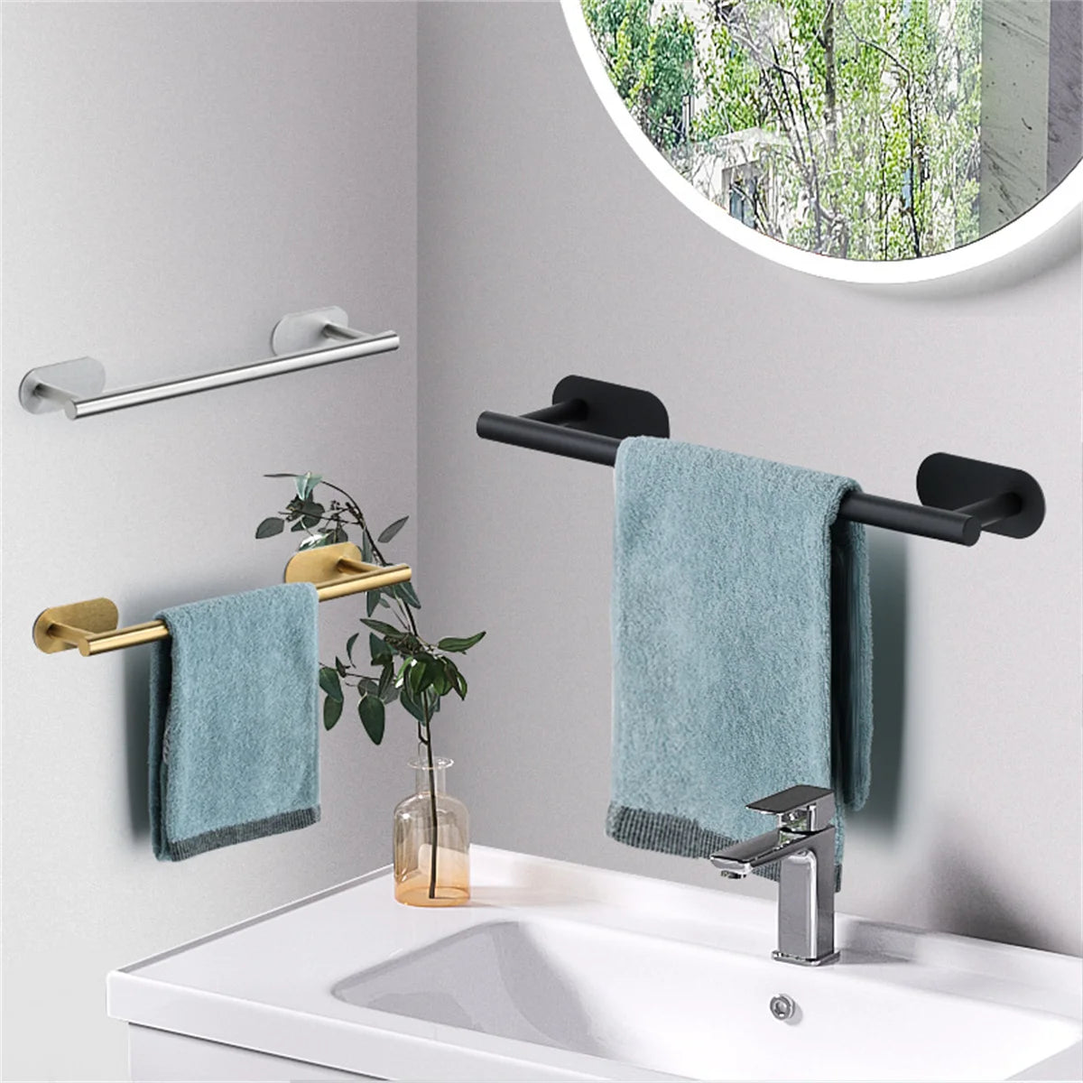Hand Towel Holder for Bathroom, Kitchen, Adhesive