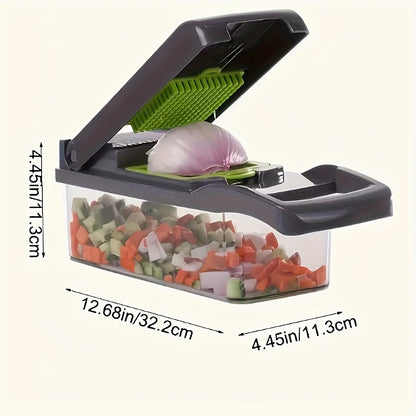 16-in-1 Manual Vegetable Chopper with Container & 8 Blades
