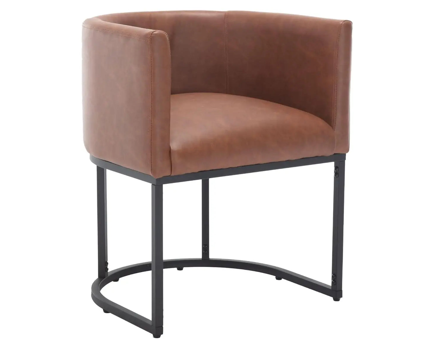 Faux Leather Upholstered Dining Chair, Barrel Back