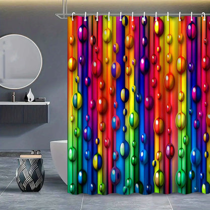 Rainbow Bubble Color Abstract Art Shower Curtain, Luxurious Elegant