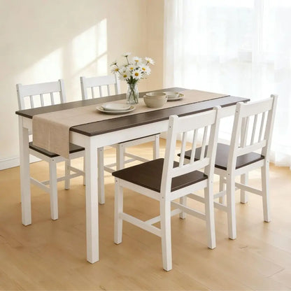 5pc Solid Wood Kitchen Rectangle Table 42.5" w/Chairs