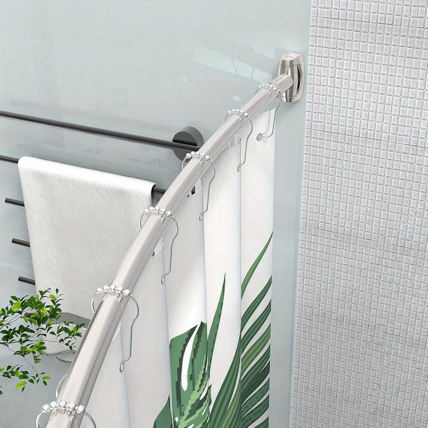 Adjustable 43"-72"Curved Shower Curtain Rod, Rustproof Aluminum