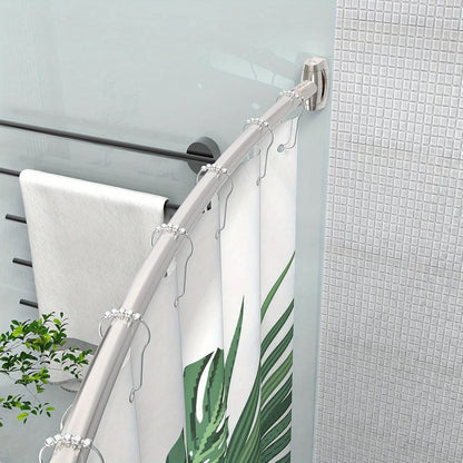 Adjustable 43"-72"Curved Shower Curtain Rod, Rustproof Aluminum