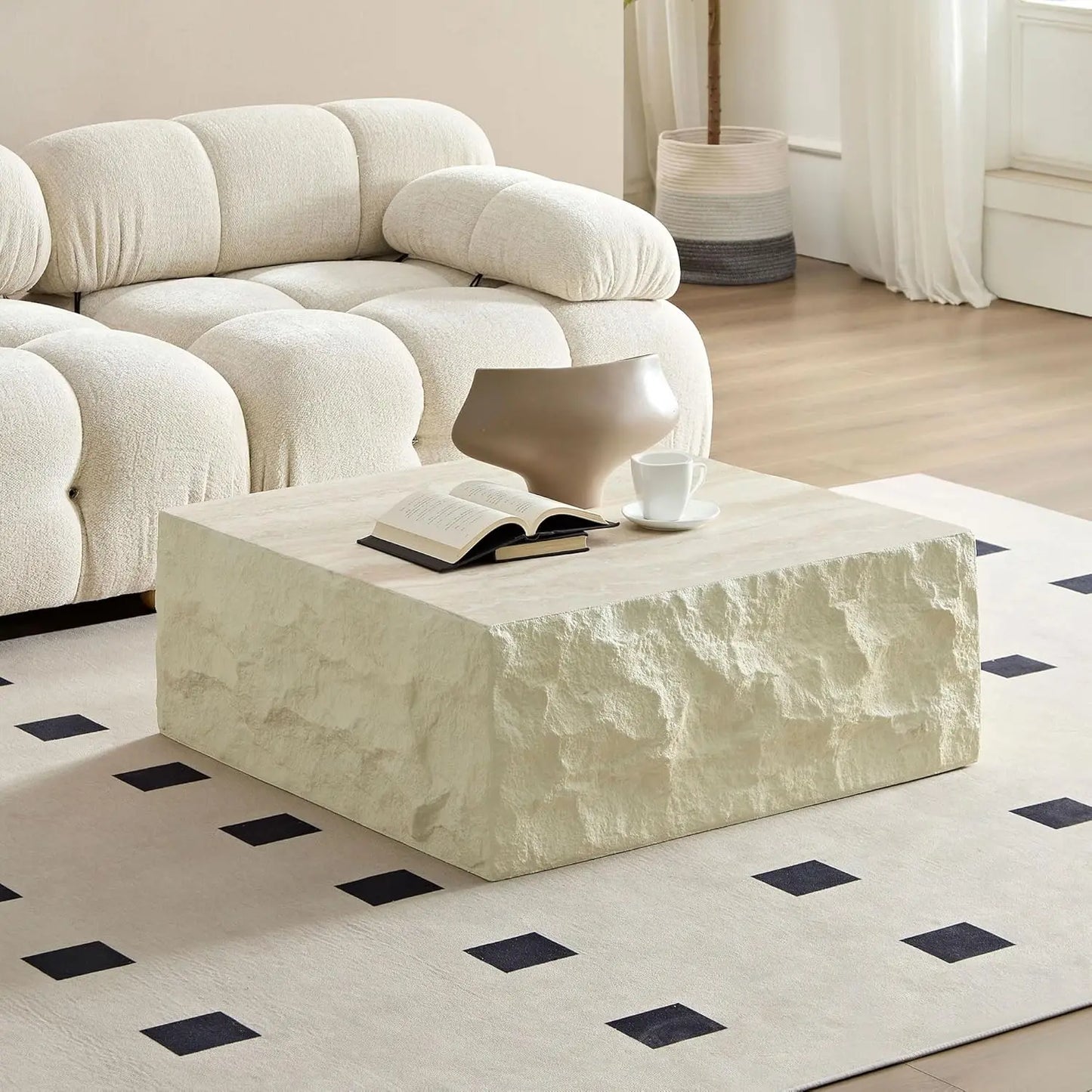 Modern, Oval Living Room Table w/ Faux Marble Top