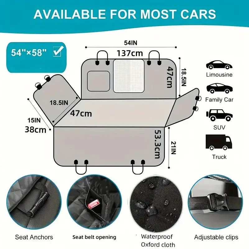 Dog Hammock, Car Seat Cover for Pets, 100% Waterproof, Scratch Proof