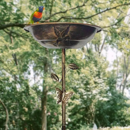 Metal Bird Bath Vintage Iron Tray Bird Feeder, Heavy Duty