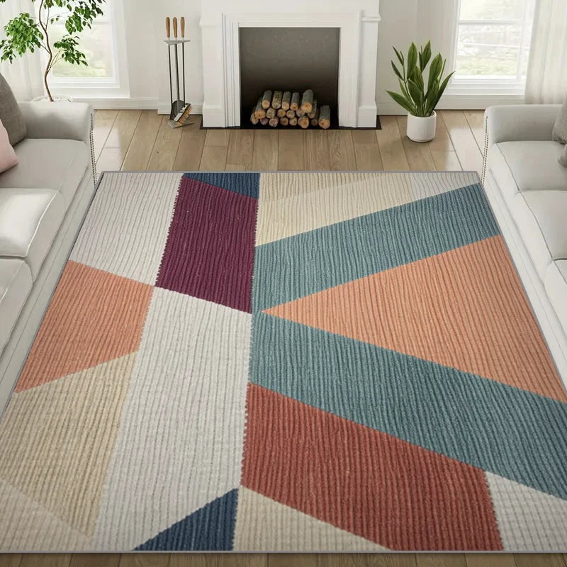 Nordic Minimalist Geometric Color Block Living Room Carpet