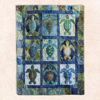 Soft, Warm, Cozy Turtle Patchwork Flannel Throw Blanket