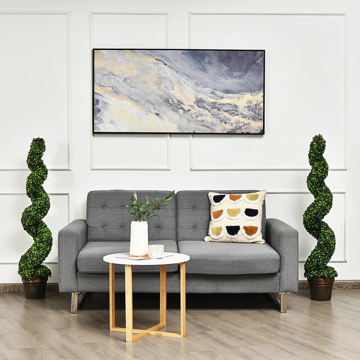 2pk, 4FT Artificial Spiral Boxwood Topiary Tree Indoor/Outdoor