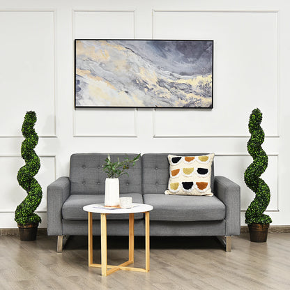 2pk, 4FT Artificial Spiral Boxwood Topiary Tree Indoor/Outdoor
