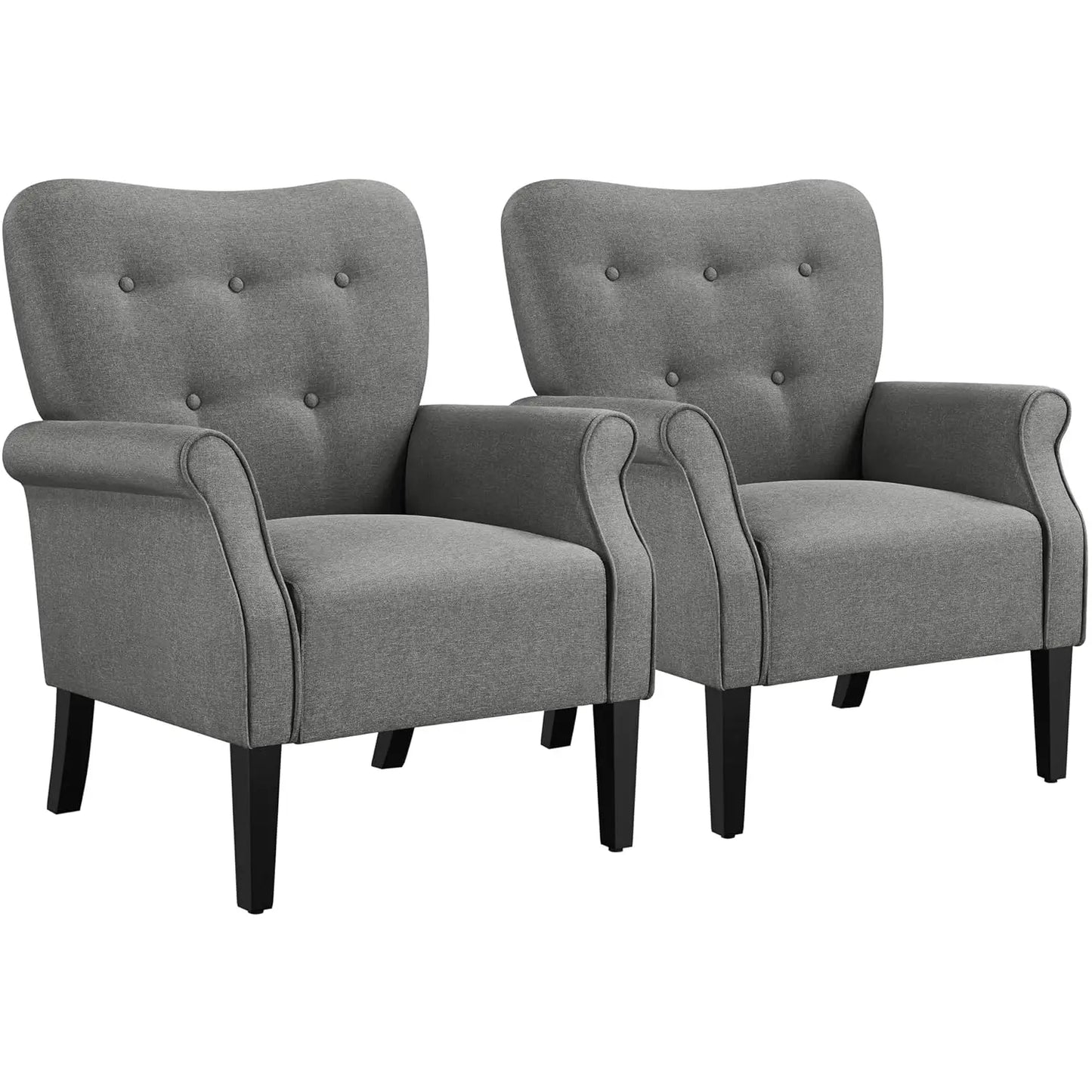 (2) Upholstered Mid Century Accent Chair w/Sturdy Wood Legs, High Back