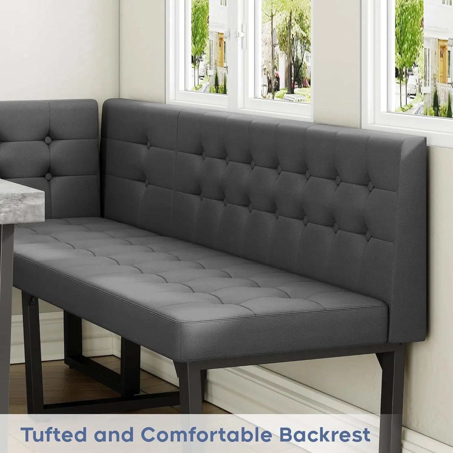 5pc Modern Corner Dining Table Set, 72" Breakfast Nook