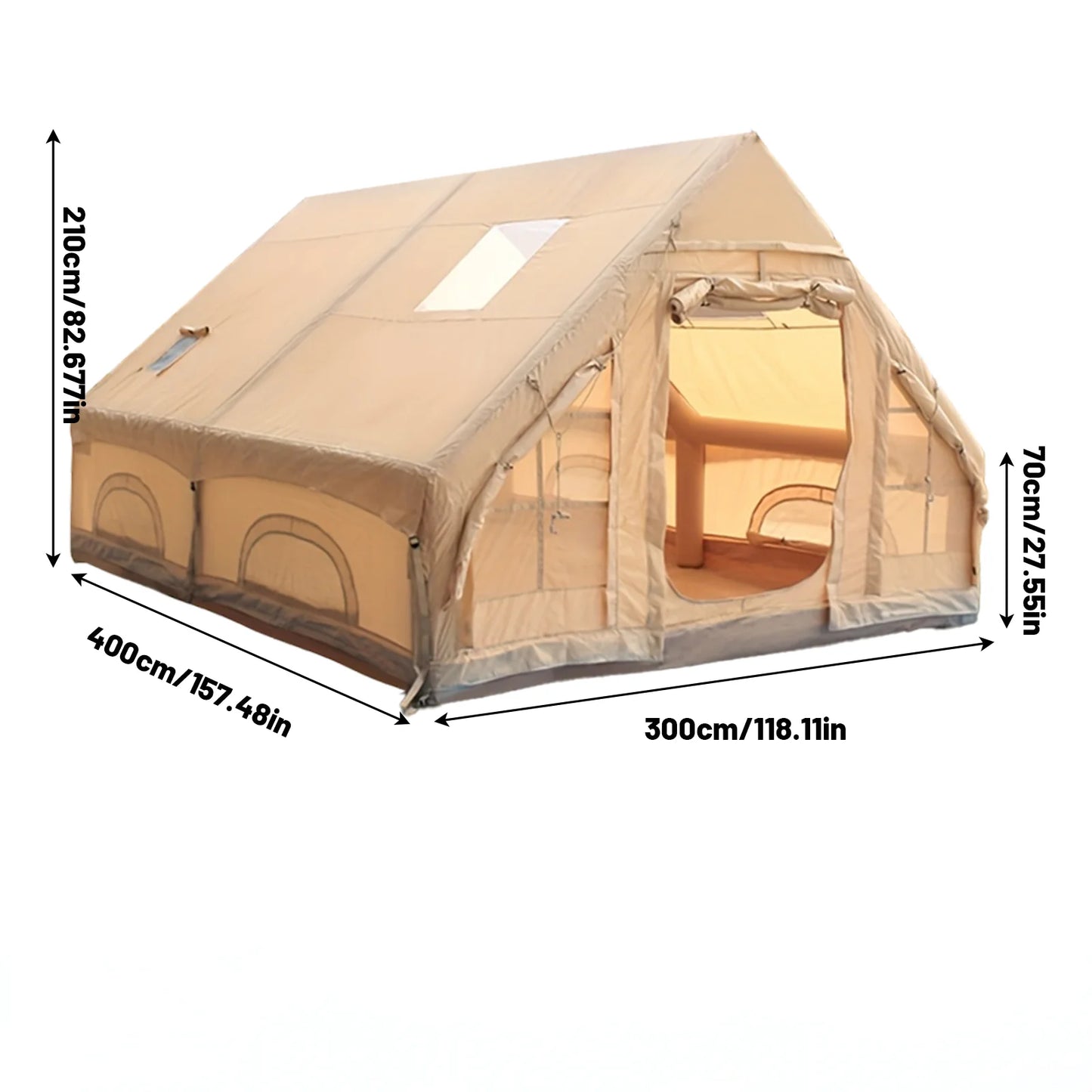 Large Inflatable Camping Tent w/Skylight, Air-Flow & Breathable Mesh Design