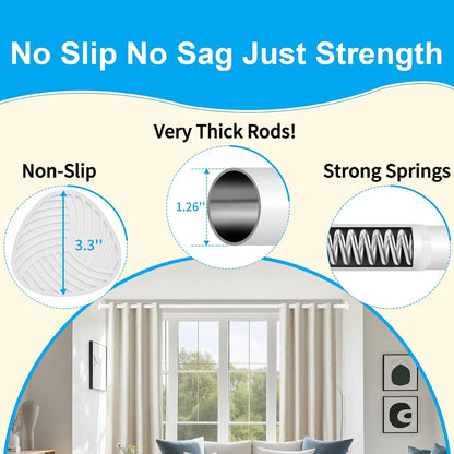 Adjustable Heavy-Duty Stainless-Steel Tension Curtain Rod 51"-165"
