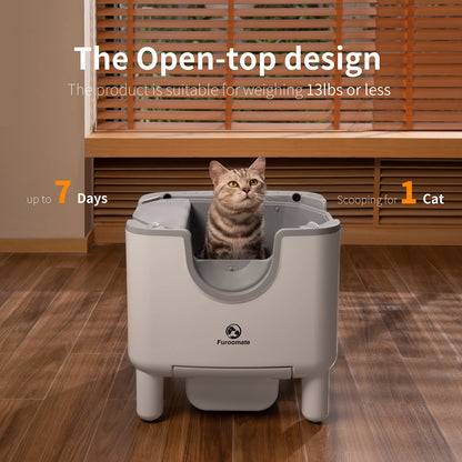 Automatic Self-Cleaning Litter Box, Open Top w/ Odor Control