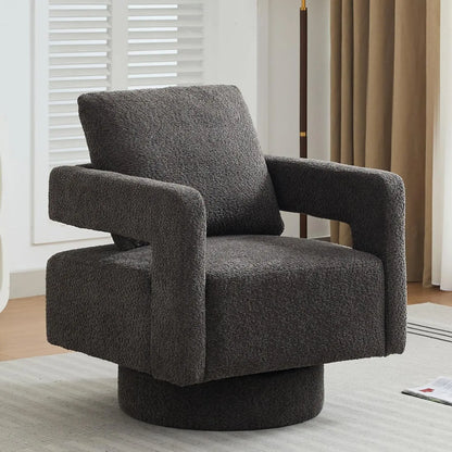 Set (2) Upholstered Swivel Accent Chair, Open Back Barrel Chair