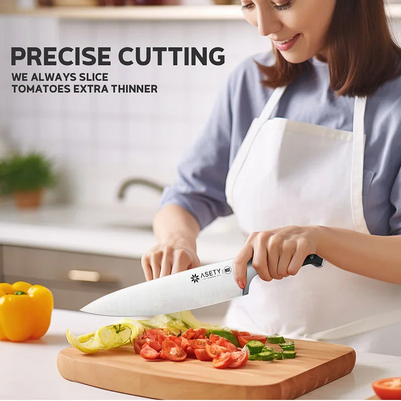 15 PCS Kitchen Knife Set, Built-in Knife Sharpener