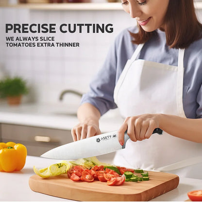 15 PCS Kitchen Knife Set, Built-in Knife Sharpener