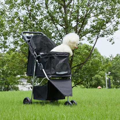 3 Wheels Mesh Foldable Pet Stroller for Small Dogs and Cats