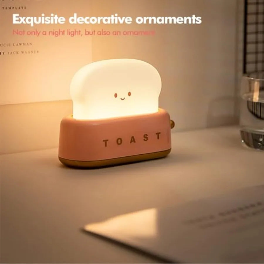 LED Toast Night Light, Rechargeable and Portable Light w/Timer
