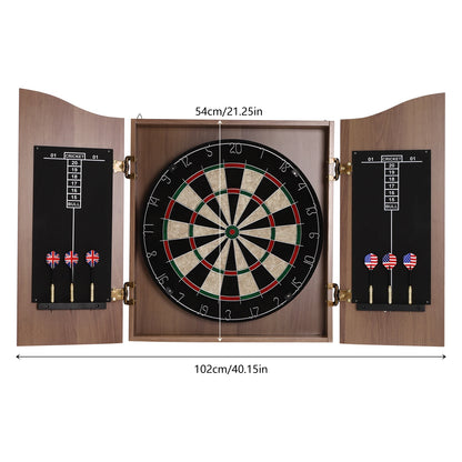 Classic Wall-Mounted Dartboard Cabinet, Set W/6* Darts