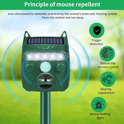 1pk Outdoor Solar Animal Repellent, Motion Sensor & LED