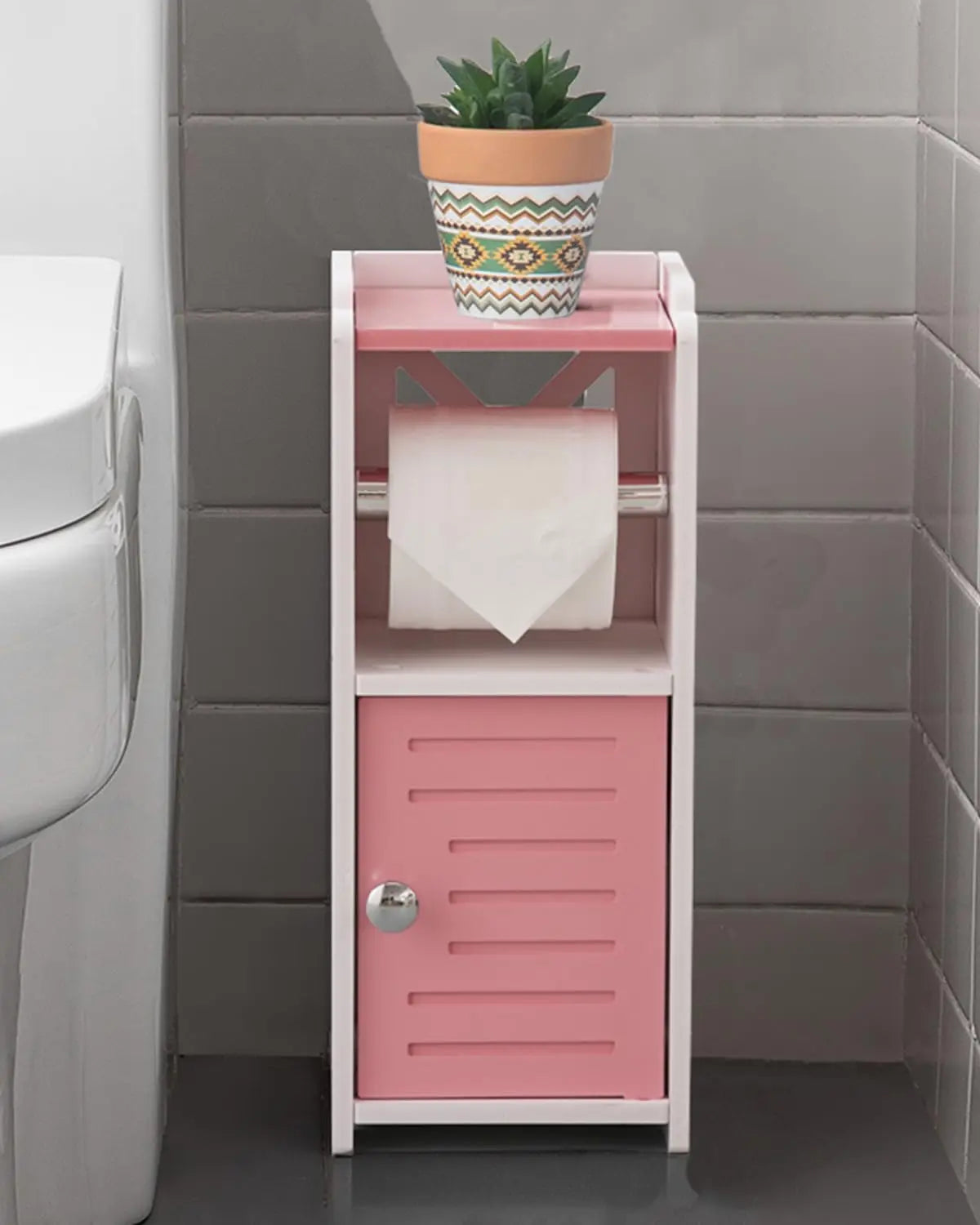 Toilet Paper Holder Stand, Free Standing PVC Bathroom Cabinet