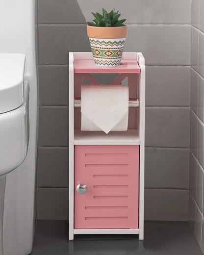 Toilet Paper Holder Stand, Free Standing PVC Bathroom Cabinet