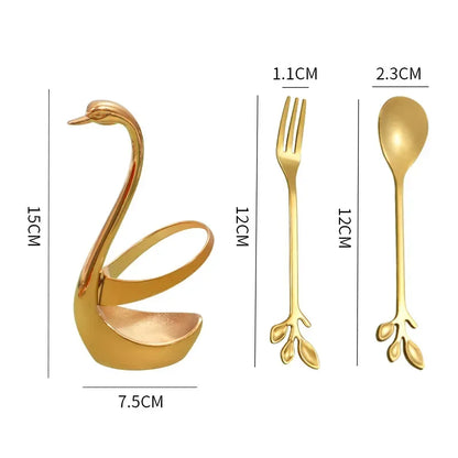 Elegant Swan Tableware Holder, Stainless Steel Spoon and Fork Base
