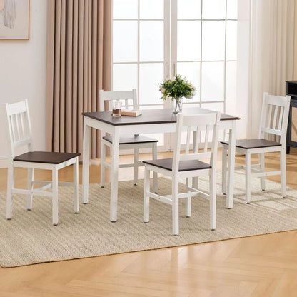 5pc Solid Wood Kitchen Rectangle Table 42.5" w/Chairs