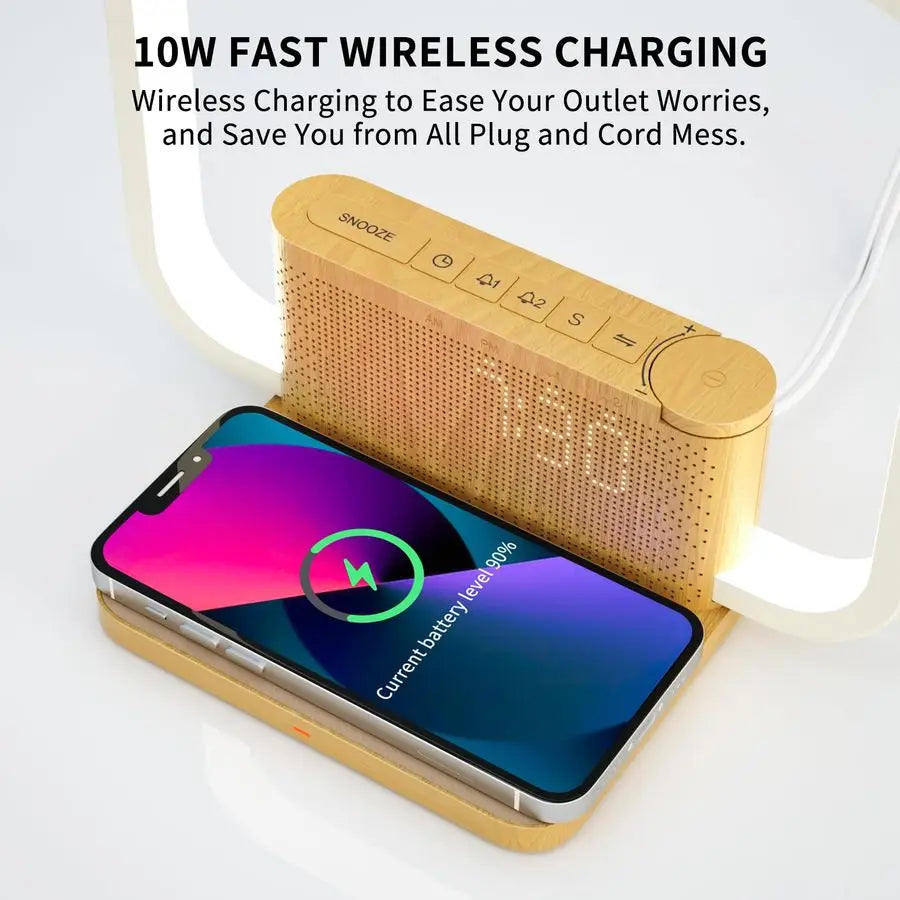 Bedside Dimmable Alarm Clock, Wireless Charging