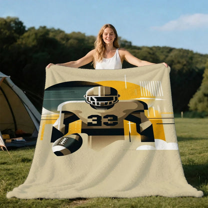 1pc Abstract American Football Player Print Flannel Throw Blanket