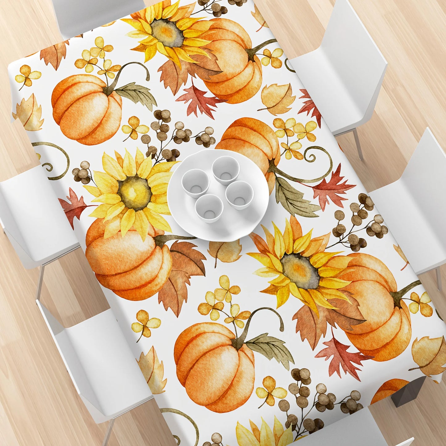 4-sizes Thanksgiving Tablecloth Pumpkin Maple Leaf, Sunflower, Autumn
