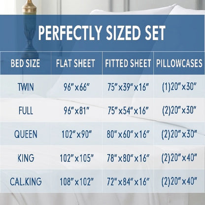 Cooling Bamboo Sheets Sets, All Sizes and California King