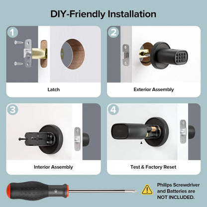 Keyless, Fingerprint Doorknob with Keypad, Auto-Lock