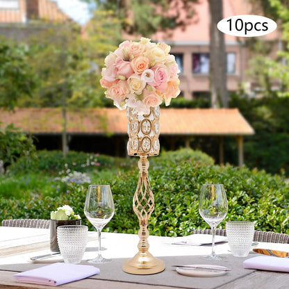 10pc Iron Flower Vases,61cm Gold/Silver Tabletop Vase for Centerpiece