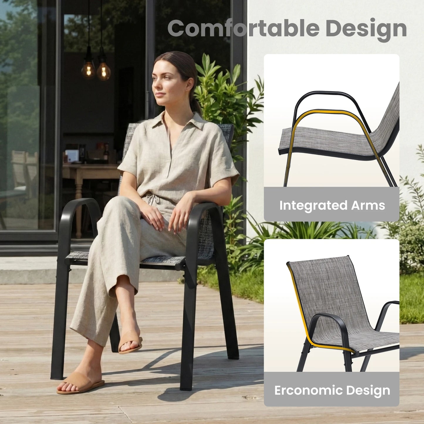 7pc Outdoor Round Patio Table with 6 Chairs
