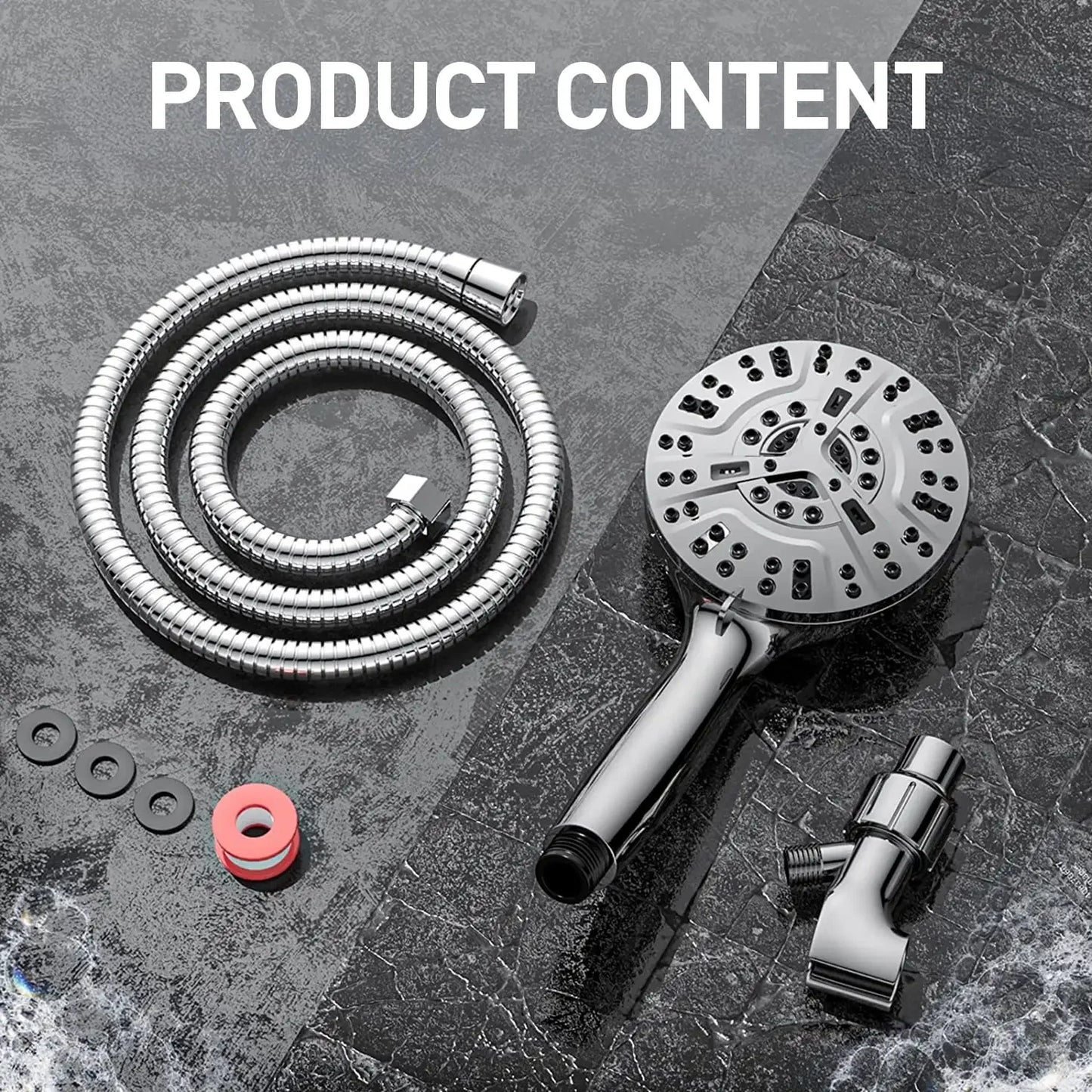 10 Mode Shower Head w/Handheld w/59" Stainless Hose