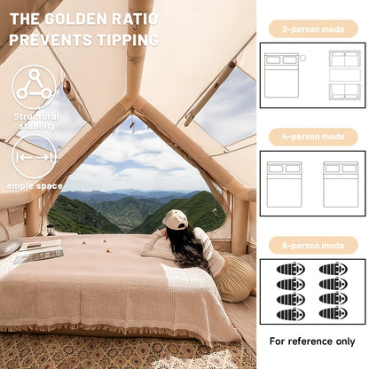 Large Inflatable Camping Tent w/Skylight, Air-Flow & Breathable Mesh Design