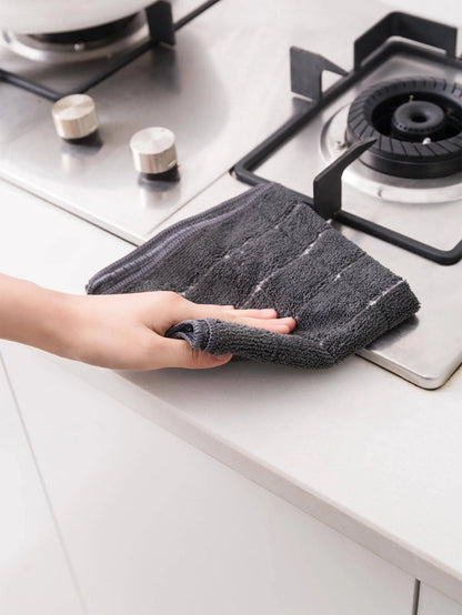 Rectangular Black Plaid Cleaning Cloth Reusable Household Towels